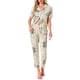 thumbnail image 1 of INSPIRAR CHIC Conjunto de Pantalones de Manga Corta con Botones de Tencel y Patrón Floral en Tinte Beige con Bolsillos XS, 1 of 6