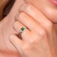 thumbnail image 5 of Gem Stone King 10K White Gold Green Chrome Diopside White Moissanite and White Lab Grown Diamond 5 Stone Bridal Engagement Wedding Ring Set for Women (0.81 Cttw, Round: 5MM and 3MM, Size 9), 5 of 6