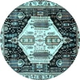 thumbnail image 1 of Ahgly Company Indoor Round Persian Light Blue Traditional Area Rugs, 7' Round, 1 of 4