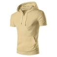 thumbnail image 4 of Dovford Mens Short Sleeve Hoodie Workout Gym Sweatshirts Casual Lightweight Athletic Muscle Hoodies Pullover Cotton Hooded T-Shirts, 4 of 6