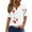 White-10, variant on Perfectbot Women T-Shirts Loose Casual Summer Print V Neck Short Sleeve Button Blouses Size S-3XL