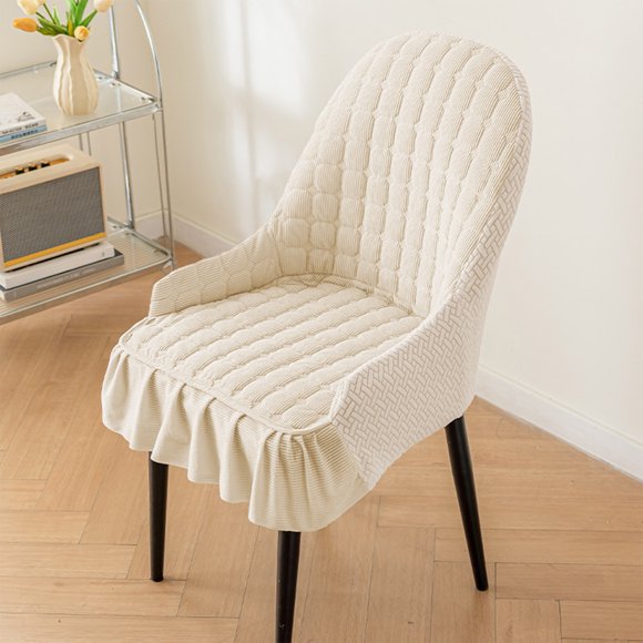 Thick Warm Stretch Chair Covers, Heavy Duty Dining Seat Protectors Slipcovers, Washable Nylon Spandex Fabric for Kitchen Wedding Banquet Decor, White