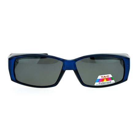 SA106 Unisex Polarized Rectangular 55mm Over the Glasses Fit Over Sunglasses Blue