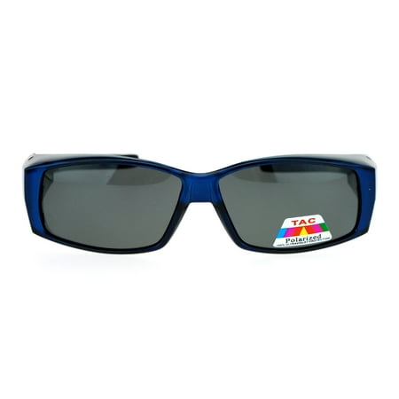 - SA106 Unisex Polarized Rectangular 55mm Over the Glasses Fit Over Sunglasses Blue