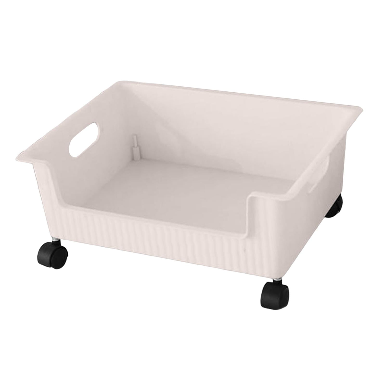 Fiocias Toy Storage Bin Storage Box Organizer with Wheels Decorative Supplies Moving for White