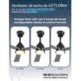 thumbnail image 4 of Ventilador de techo Moderno de 42” 1.09m silencioso de 6 velocidades, 3 aspas de acabado tipo madera con control remoto, foco incluido con luz led cálida y blanca , con temporizador, 4 of 7