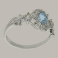 thumbnail image 4 of LBG British Made 14k White Gold Natural Aquamarine & Cultured Pearl Womens Anniversary Ring - 33 size options - Size 12, 4 of 8