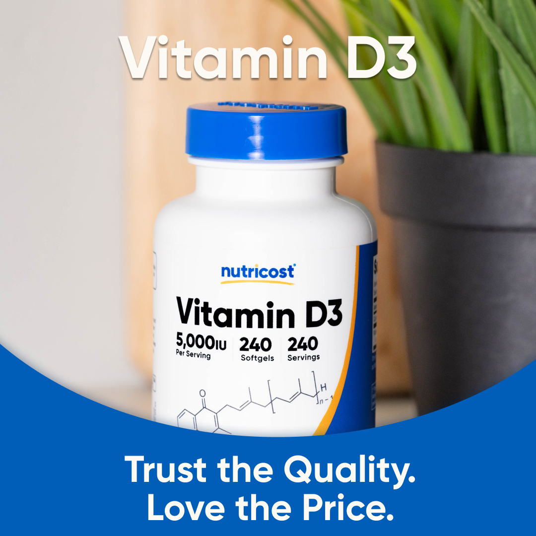 Nutricost Vitamina D3 5,000 UI, 240 Softgels - Suplemento No-GMO 6