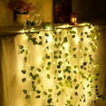 thumbnail image 3 of 6.56 Ft Vines with Fairy Lights Battery Operated, 20 LEDs Artificial Watermelon Leaf Garland Fairy Light, Hanging Ivy Lights for Bedroom Garden Party Wall Room Decor (Warm White）, 3 of 8