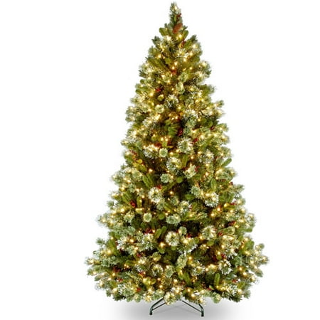 National Tree Pre-Lit 7-1/2' Wintry Pine Medium Hinged Artificial Christmas Tree with 650 Clear Lights