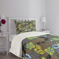 thumbnail image 3 of Ambesonne Abstract Quilted Bedspread Set 2 Pcs, Flowers Circled Detail, Twin Size, Multicolor, 3 of 5