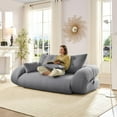 thumbnail image 2 of 78.7" King Foldable Sofa Bed, Lazy Sofa Couch, 3-in-1 Multi-Functional Sleeper Sofa Bed, Teddy Futon Sofa, Floor Loveseat Sofa, Human Dog Bed, Bean Bag Lounge Recliner for Living Room, Grey, 2 of 9