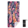 thumbnail image 2 of Quick-Dry Beach Towel 71x31in with Storage Bag, Sand Free Microfiber Towel for Travel, Swimming, Camping Colorful Flowers and Moths, 2 of 9
