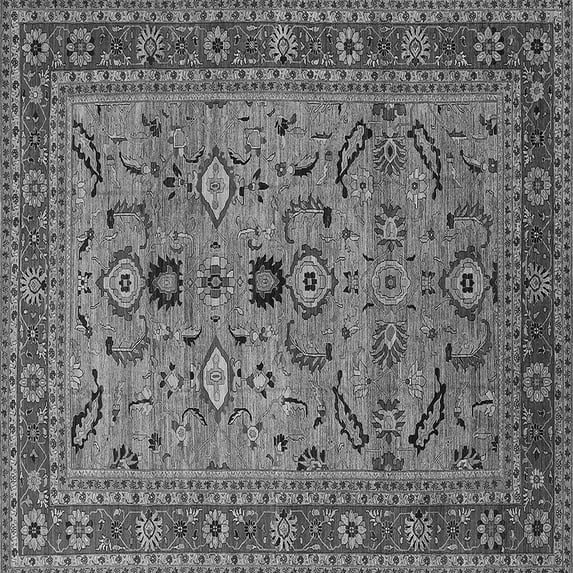 Ahgly Company Indoor Square Oriental Gray Industrial Area Rugs, 7' Square