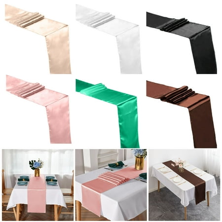

Hadanceo Table Runner Long Rectangle Smooth Fabric Machine Washable Solid Color Party Table Runner Wedding Banquet Supplies White