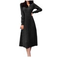 thumbnail image 1 of CEHVOM Mode Femme Aguichant Solide Printemps Automne Décontracté Col en V Manches Longues Robe Unie en Solde, 1 of 6