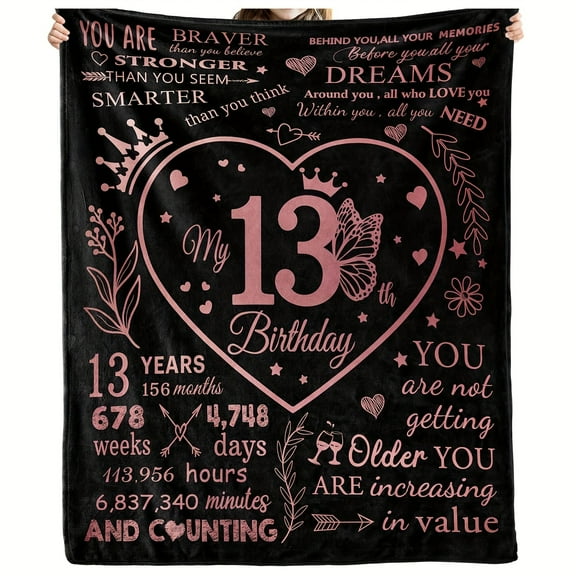 Cozy Flannel 13th Birthday Blanket Perfect Gift for Cool Girls Soft & Warm Throw for Couch Bed Office and Travel Ideal for All Seasons