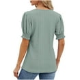 thumbnail image 3 of Brglopf Women's Eyelet Puff Sleeve T Shirts Short Sleeve Square Neck Dressy Casual Going Out Work Blouse Tunic Top, 3 of 5