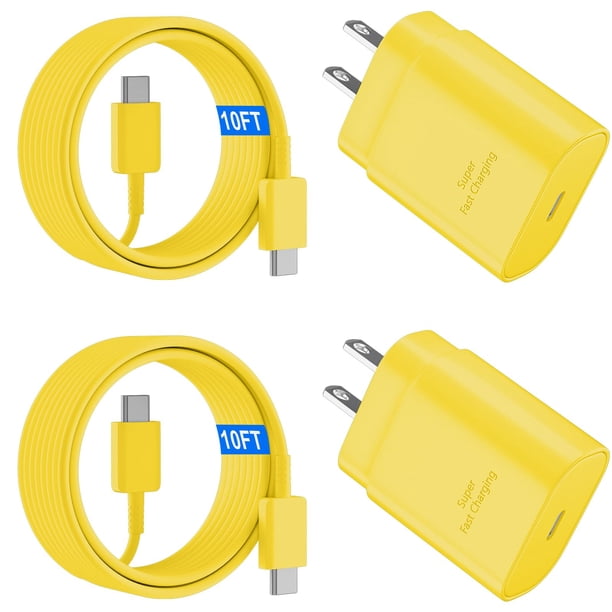 Cargador+cable tipo C 25W para Samsung Galaxy S24 Amarillo