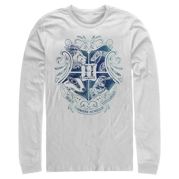 Men's Harry Potter Hogwarts Houses Blue Crest Long Sleeve Shirt White 2X Large