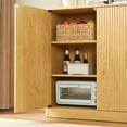 thumbnail image 3 of GZXS 31.5" Modern Fluted Storage Cabinet, 2-Door Sideboard with Push-to-Open Doors, Accent Cabinet for Living Room, Dining Room or Entryway, Natural Finish, 3 of 8