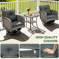 thumbnail image 5 of 3 Piece Outdoor Bistro Swivel Chairs Set, Patio Bistro Set w/ 360° Swivel Rocking Chairs & Table, All-Weather Conversation Set with Metal Frame for Patio Backyard Porches or Garden - Dary Gray, 5 of 9