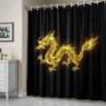 thumbnail image 5 of Dragons Flames Shower Curtain, Yellow Dragons Abstract Art Black Background Waterproof Shower Curtain Set with 12 Hooks Lightweight Bath Curtains Fabric Bathroom Decor 72x72 Inches, 5 of 9