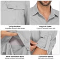 thumbnail image 3 of POENTAB Mens Safari Work Shirts Long Sleeve Hiking Fishing Tops UPF 50+ Quick Dry Camping Travel Button Down Shirt with Pockets, 3 of 10
