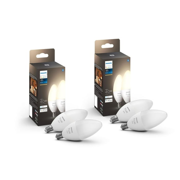 Bombilla LED Philips Hue Smart 40 W B39 Candle 450 LM E12, paquete de 4