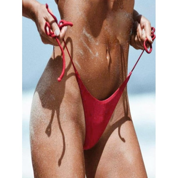 lommelygter Morgenøvelser porter Women Swimwear Brazilian Cheeky Bikini Bottom Side Tie Thong Bathing  Swimsuit - Walmart.com