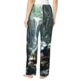 thumbnail image 3 of Picia Turtle In Jungle Waterfall Womens Soft Woven Cotton Elastic Waistband Sleep Pajama Pant Lounge Sleep Pant With Pockets And Drawstring-Large, 3 of 9