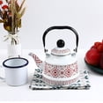 thumbnail image 4 of Hervidor de té esmaltado de portátil, tetera de agua para Picnic, tetera de agua de 2,5 l para el hogar, Camping y oficina Blanco Macarena Tetera de esmalte, 4 of 8