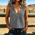 thumbnail image 2 of yoeyez Linen Tank Tops for Women Summer V Neck Sleeveless Tops Cute Tie Shoulder Bow Lightweight Fashion Beach Blouse Gray,XXL, 2 of 6