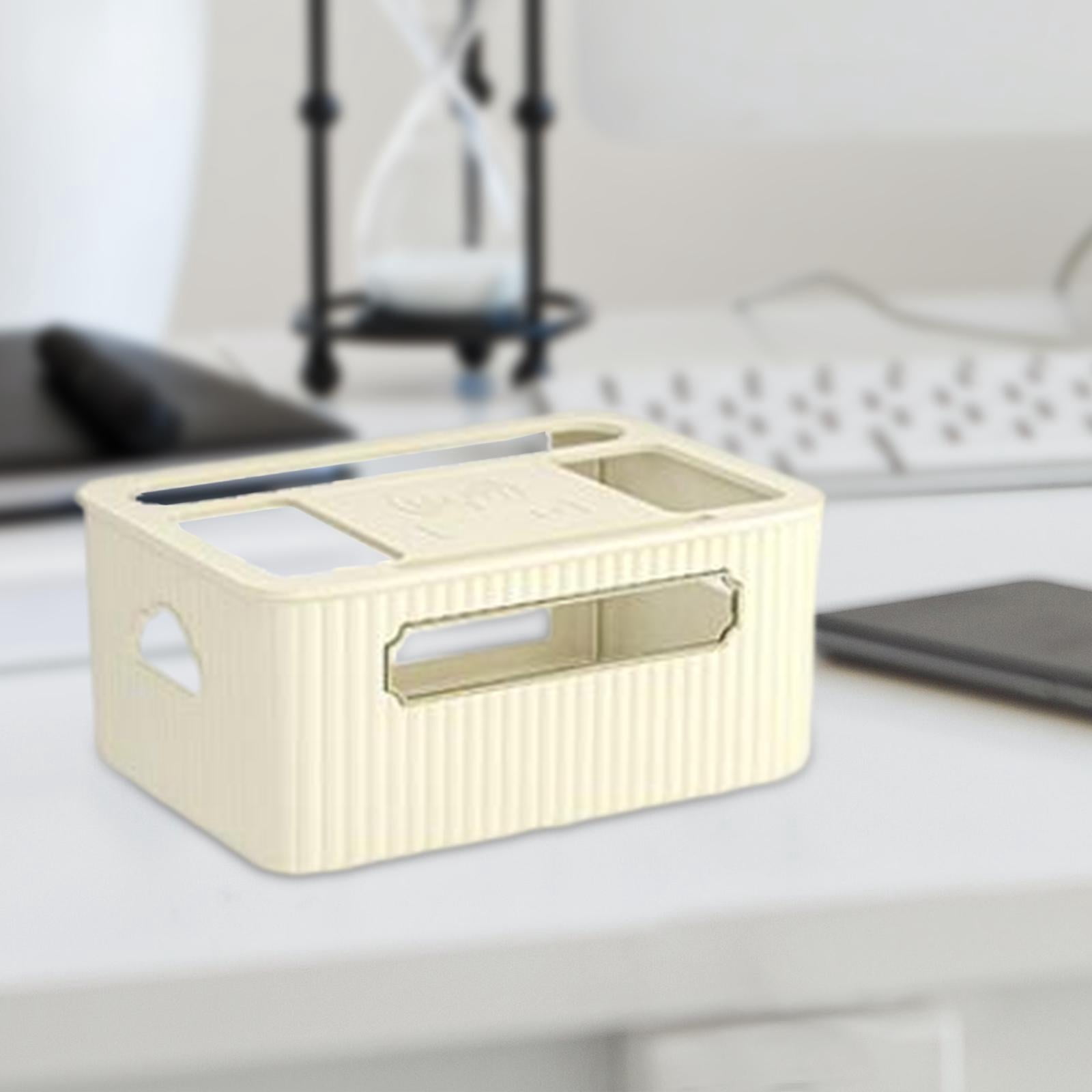 Fiocias Router Storage Box Cable Management Box Space Saving Wire Cable Storage Case for White Thicken