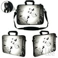 thumbnail image 2 of LSS 17 inch Laptop Sleeve Bag Notebook with Extra Side Pocket, Soft Carrying Handle & Removable Shoulder Strap for 16" 17" 17.3" 17.4" - Dark Contrast Fade Butterfly, 2 of 3