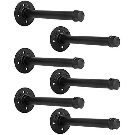 

Industrial Black Iron Pipe Shelf Brackets Wall Mount DIY Shelving Brackets Pipe Decor Wall Rustic Garment Rack Hardware Included
