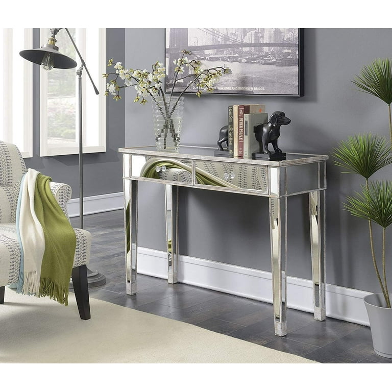 Convenience Concepts Gold Coast Mirrored Desk Weathered White Mirror Pack of 2