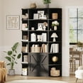thumbnail image 4 of 75" Tall Bookcase with Storage Cabinet, 6-Tier Wide Floor Bookshelf with Doors, Modern Wooden Display Shelf Organizer for Home Living Room Bedroom, Black, 4 of 7