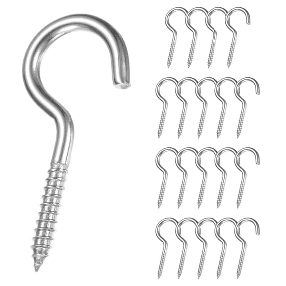 Uxcell 20-Pack Hooks Screw, M4 2" 304 Stainless Steel Heavy Self Tapping Eye Bolts Pins Ceiling Hooks [Silver]