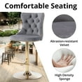 thumbnail image 4 of Swivel Bar Stools Set of 2, Adjustable Counter Height Barstools with Nailheads Trim, Button Tufted Back and Golden Footrest, Velvet Upholstered Bar Chairs for Home Bar Kitchen Island, Gray, 4 of 7