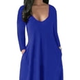 thumbnail image 3 of DYMADE Women Plus Size Casual Deep V Long Sleeve Pullover High Strecth Long Dress, 3 of 4