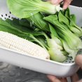 thumbnail image 5 of Cesta de lavado de drenaje de plástico PP rectangular para el hogar, cesta de almacenamiento de frutas y verduras, 3 piezas/juego, color blanco, 5 of 5