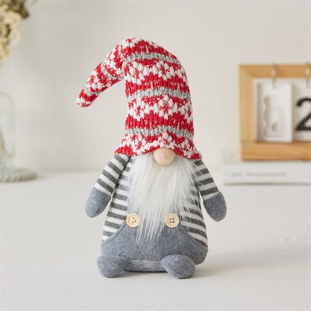 Fwttom Cadeau Chapeau Tricoté Rouge Ornement Poupée Rudolph Ornement Poupée Couple