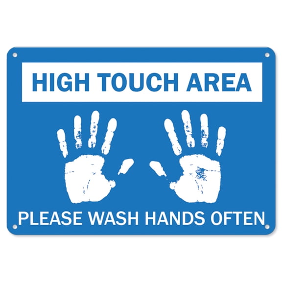 Public Safety Sign - High Touch Area Please Wash Hands Often | Plastic Sign | Protect Your Business, Municipality, Home & Colleagues | Made in the USA