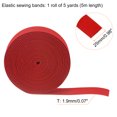 thumbnail image 2 of Uxcell 5 yardas de bandas elásticas para coser de 0.98" de ancho, cordón elástico plano y estirable para manualidades, rojo, 2 of 6