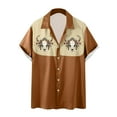 thumbnail image 3 of JURANMO Mens Hawaiian Shirt Summer Short Sleeve Funny Button Down Shirts Casual Lapel Bowling Shirts Color Block Vacation Tops My Orders Placed By Me Brown XL, 3 of 6