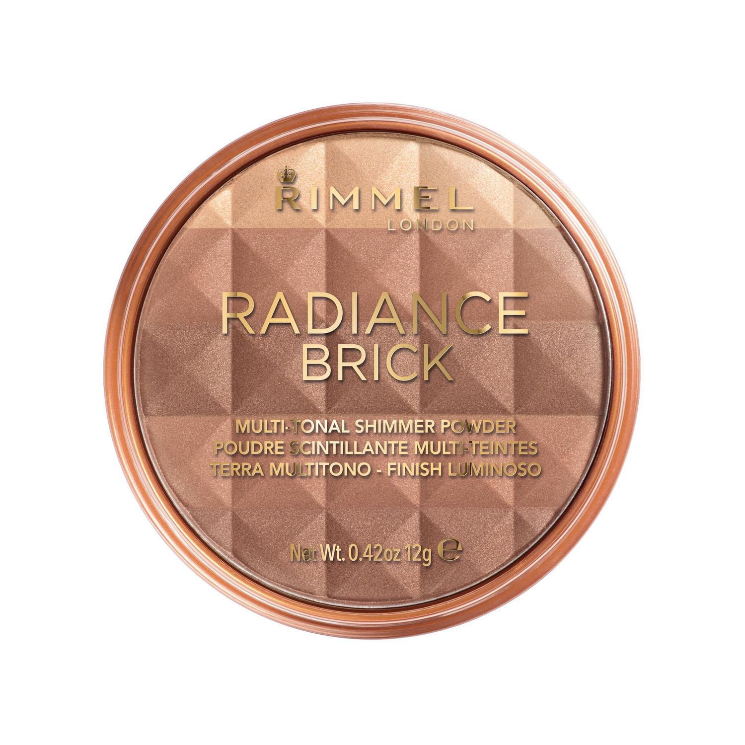 Rimmel Radiance Brick, poudre bronzante multi-tonale ultra-fine, effets scintillants doux, éclat sain et glamour, 100% Sans Cruauté Pour un éclat radieux et ensoleillé