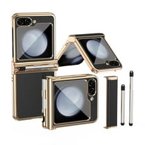 Allytech for Samsung Galaxy Z Flip5 Case,Z Flip 5 Cover, With Stylus Pen Hinge Protection Shockproof Anti-Scratch Phone Case for Samsung Galaxy Z Flip5 - Gold Black