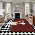 thumbnail image 2 of Red Kitchen Chef Large Area Rugs for Bedroom Living Room, Soft Non Slip Carpet Bedside Rug, Black Plaid Gourmet Food Vintage Rectangular Floor Cover Kitchen Accent Rug 5'x8' for Dining Room/Office, 2 of 9