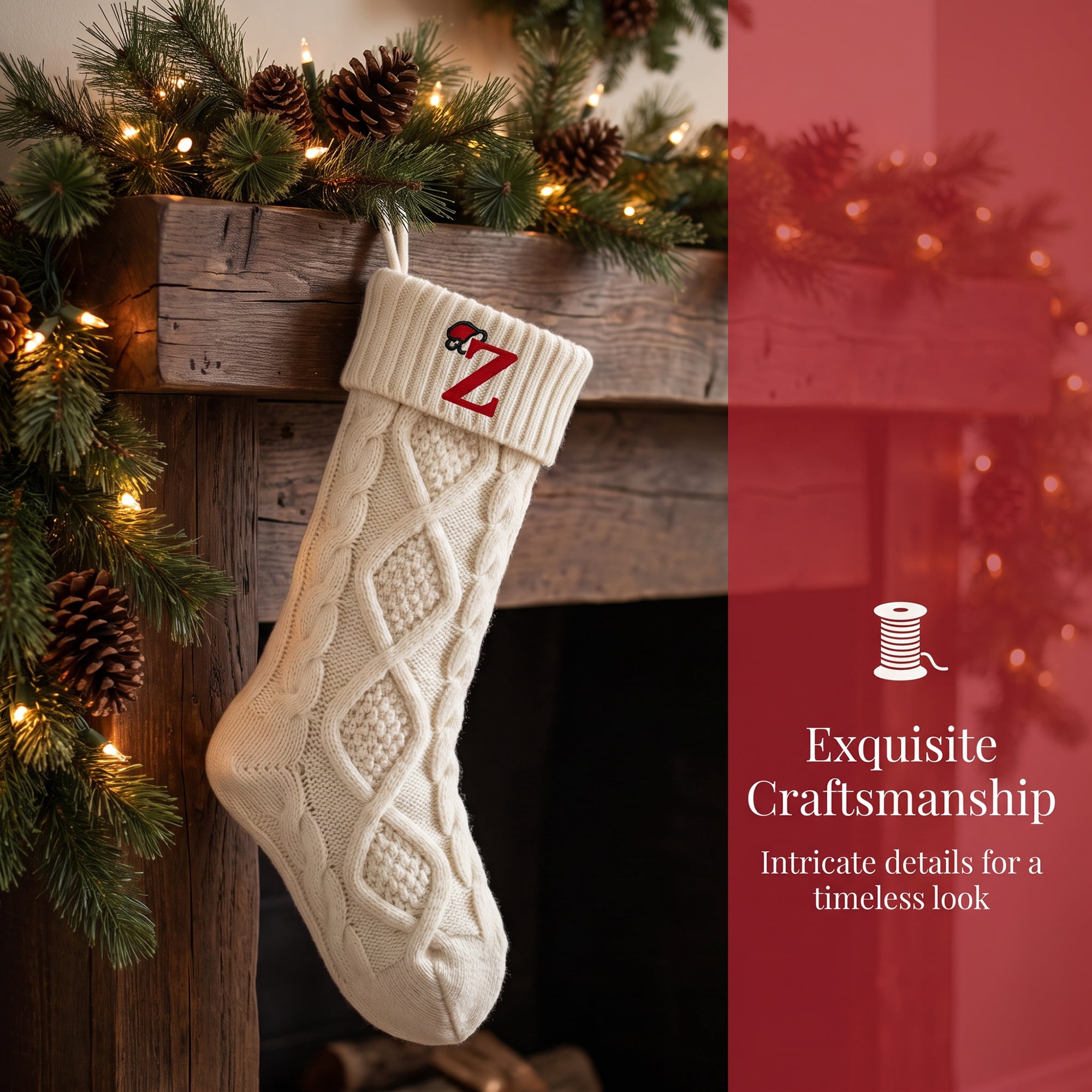 Unique Bargains Canine Bone Christmas Stocking Luxury Puppy Holiday Keepsake Sack Letter Z 17"